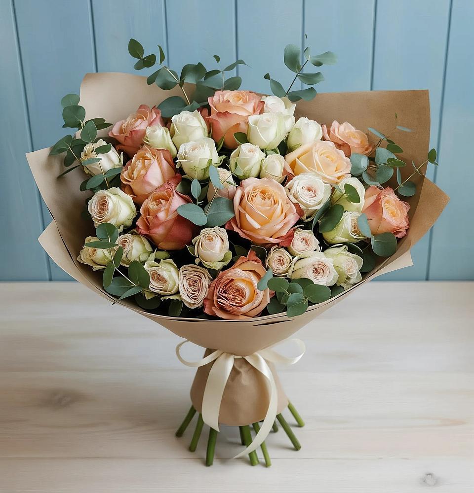 Букет цветов из: Альстромерии и Розы в Аксарке