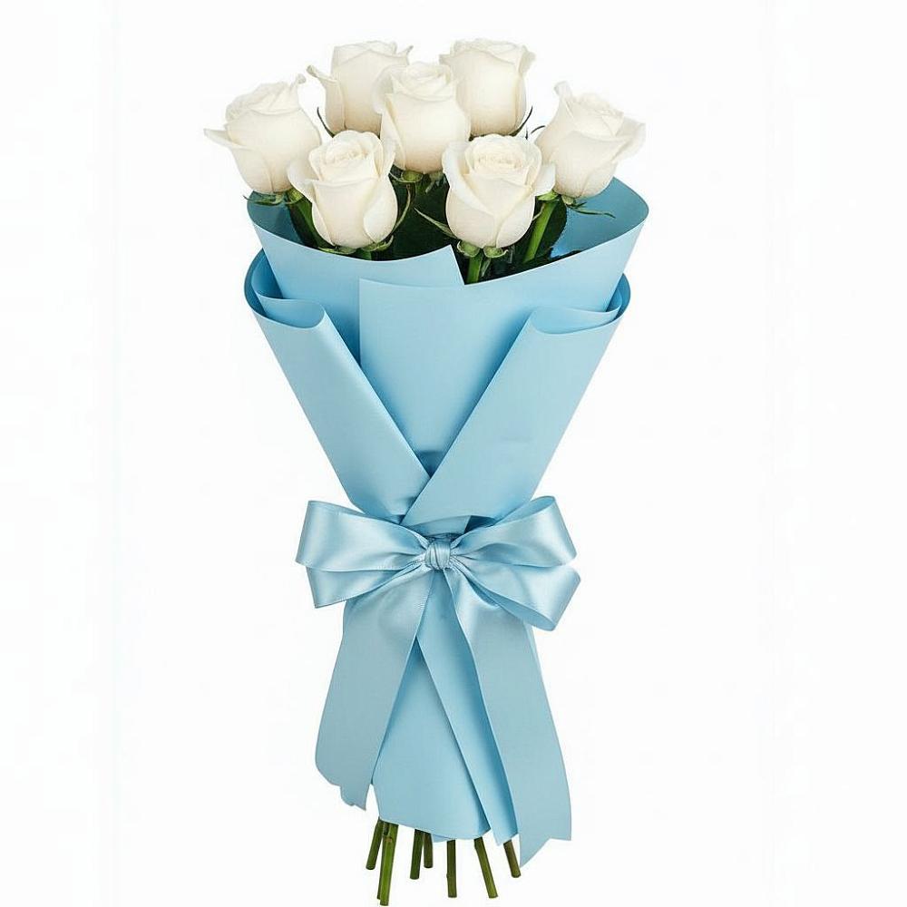 Букет 7 белых роз Проуд в Аксарке