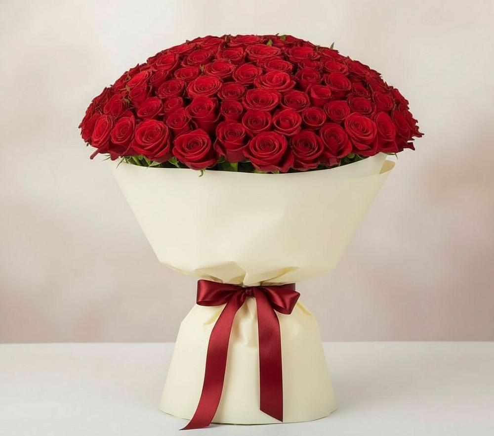 Букет 101 Красная роза Милано в Аксарке