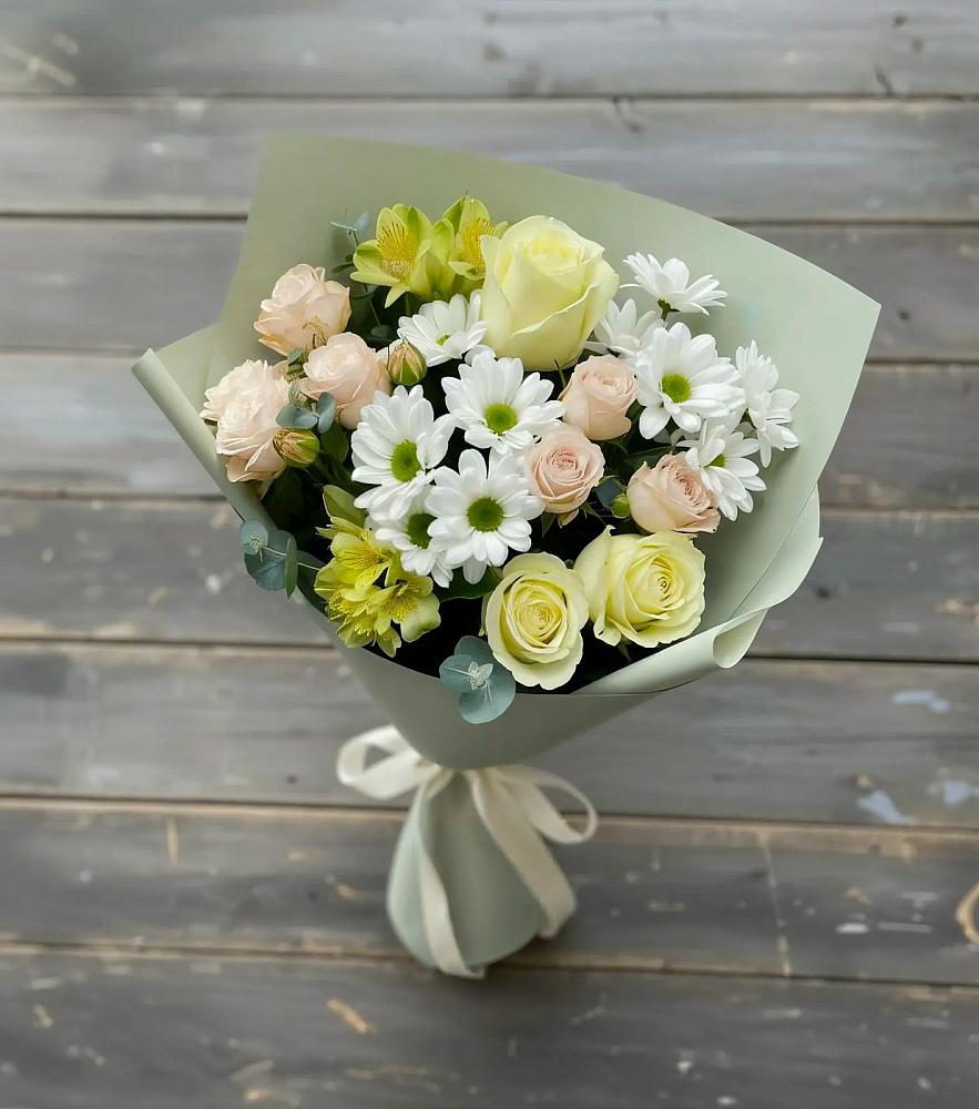 Букет цветов из: Альстромерии, Розы и Хризантемы в Аксарке