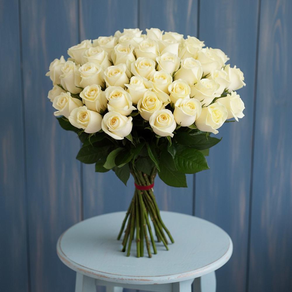 Букет 51 Белая роза Эдлесс Лав в Аксарке