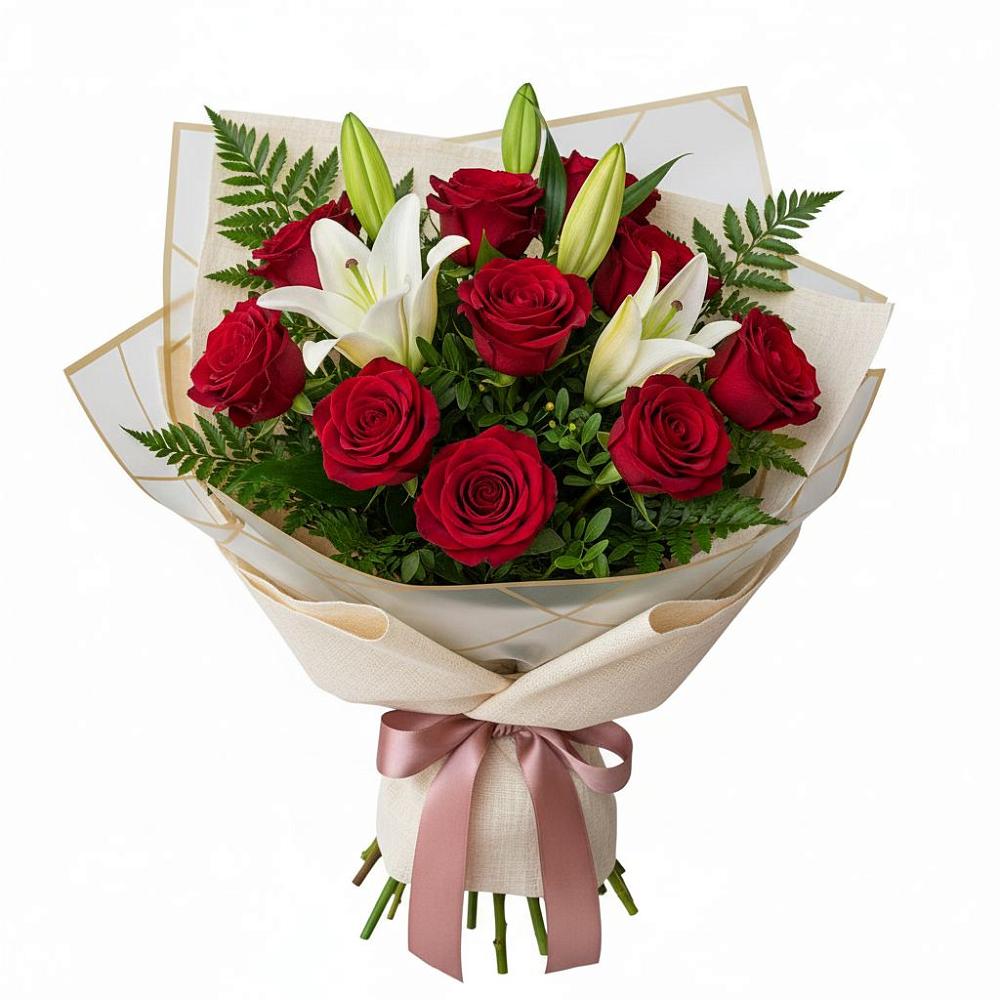 Букет цветов из: Лилии и Розы в Аксарке