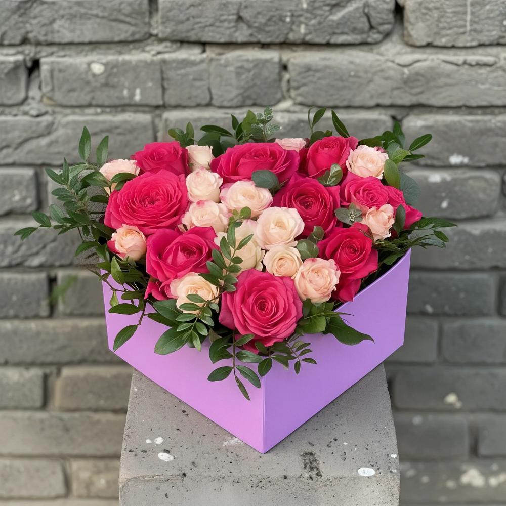 Цветочная композиция из Розы в коробке в Аксарке