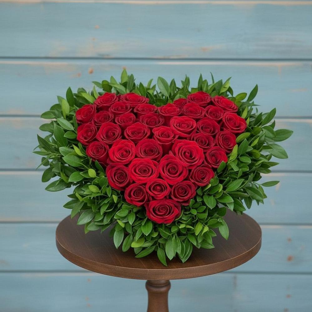 Цветочная композиция из Розы в виде сердца в Аксарке