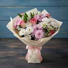 Букет цветов из:  Хризантемы, Альстромерии и Розы #REPLACE_PRED# Аксарке