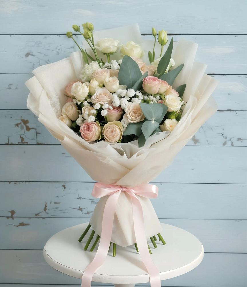 Букет цветов из: Розы и Лизиантусы в Аксарке