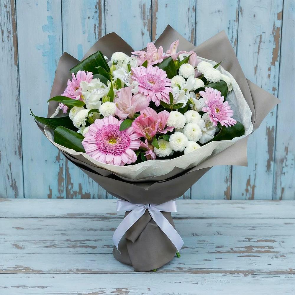 Букет цветов из: Герберы, Альстромерии и Хризантемы в Аксарке