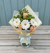Букет цветов из:  Герберы, Розы и Хризантемы в Аксарке