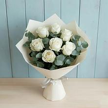 Букет Белые розы в Эвкалипте #REPLACE_PRED# Аксарке