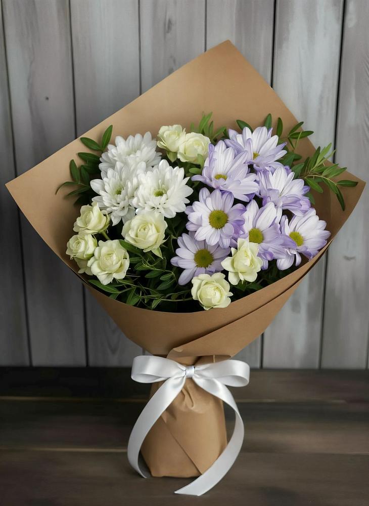 Букет цветов из: Хризантемы и Розы в Аксарке